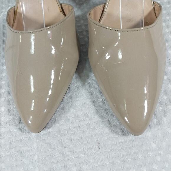 FRANCO SARTO! NUDE BEIGE/TAN PATENT LEATHER CUTAWAY SIDE PUMPS, HEELS! SZ 9M - Picture 5 of 11